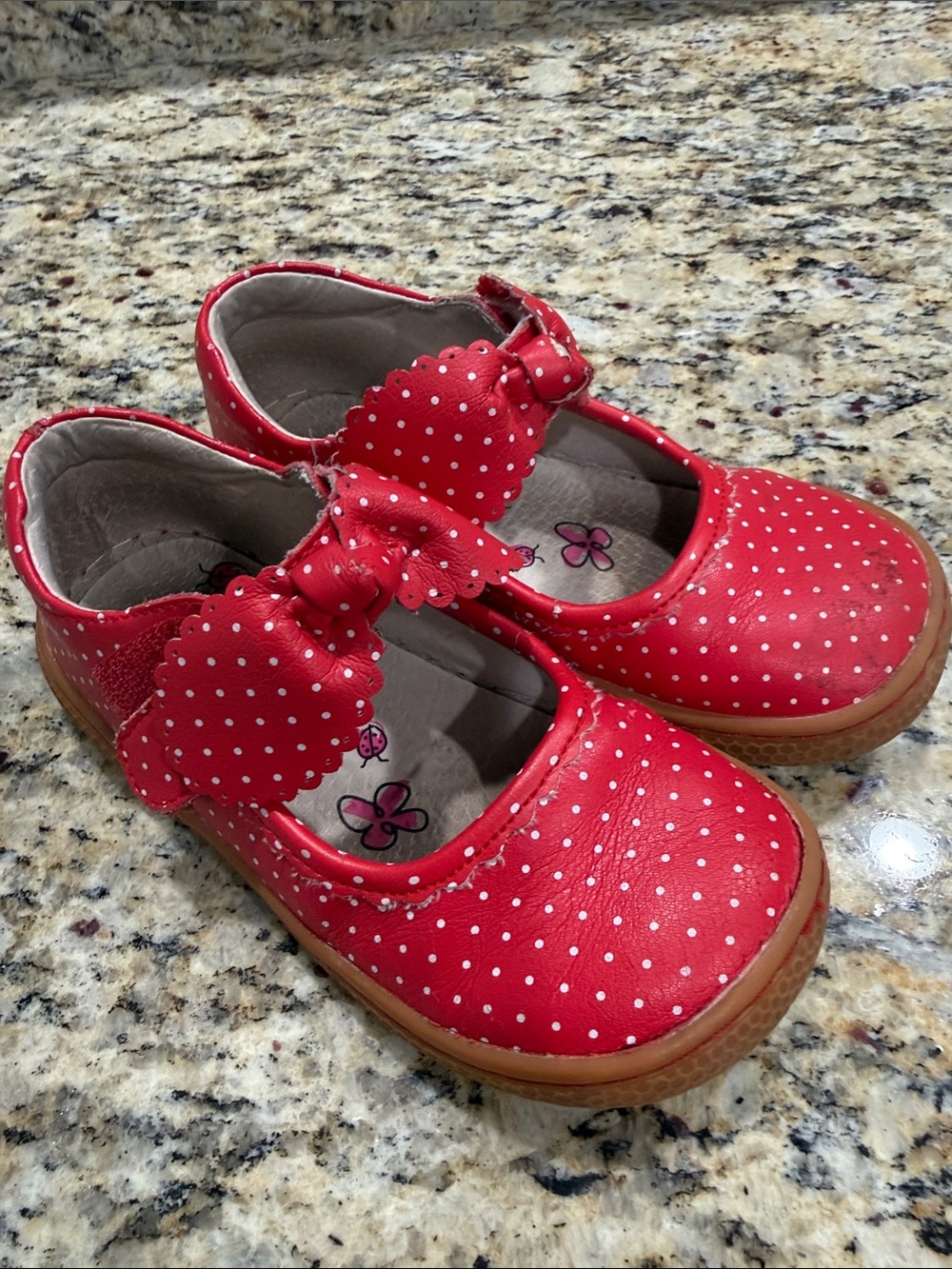 Livie & Luca Red Polka Dot Mary Janes with Bow Strap